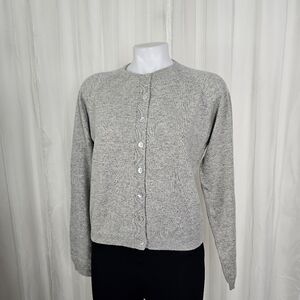 Jennifer Tyler Two Cashmere Cardigan Gray Large Classic